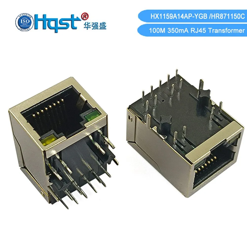 HX1159A14AP‑YGB: Compact PoE RJ45 Jack for Reliable 100M Ethernet