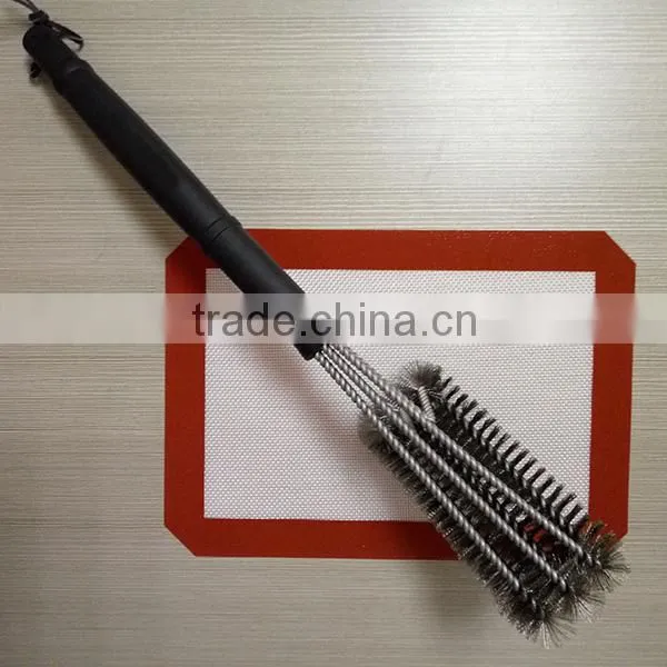 Best Selling 3 sided 18' Stainless Steel wire BBQ grill brush Barbecue Grill Brush long handle steel wire brush cheap
