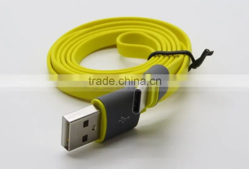 For Huawei USB 3.1 Data Charge Type C Cable Flat Color Noodle Cord