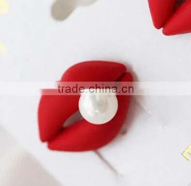 Sexy Red Lips Earrings Pink Lips Earrings Lips Pearl Earring