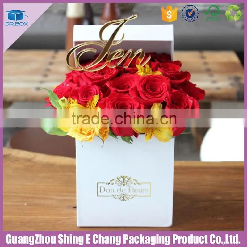 2016 Beautiful custom matt cardboard printed square flower box,luxury floral box
