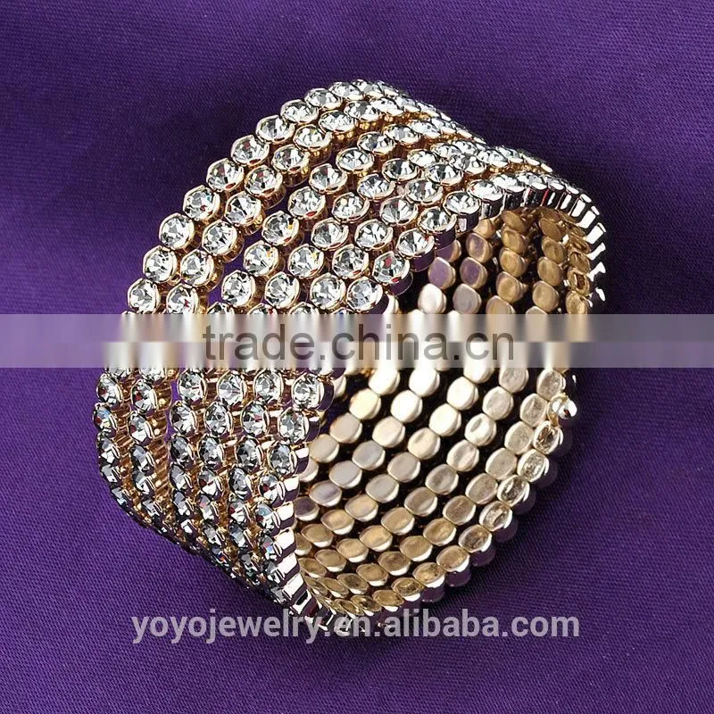 Equisite crystal bangle 14g gold mood bracelet