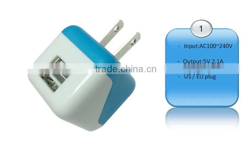 5V 2.1A Super fast mini dual usb travel charger
