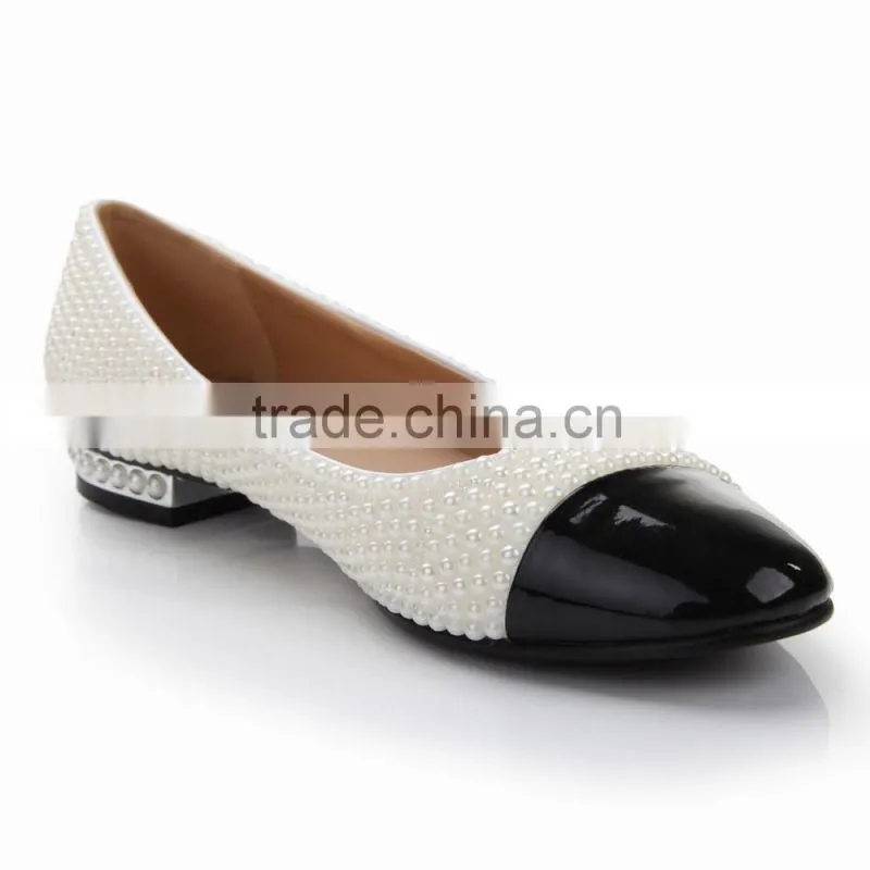 2015 New Model Woman Casual Shoes Fashion Lady Flat Shoes Pearl China Wholesale Woman Shoes