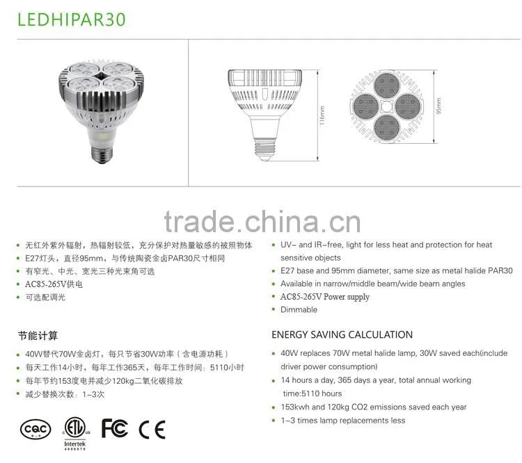 LED PAR30 35W Bulb OSRAM Chip LED Track light The Clothing store LED spotlights