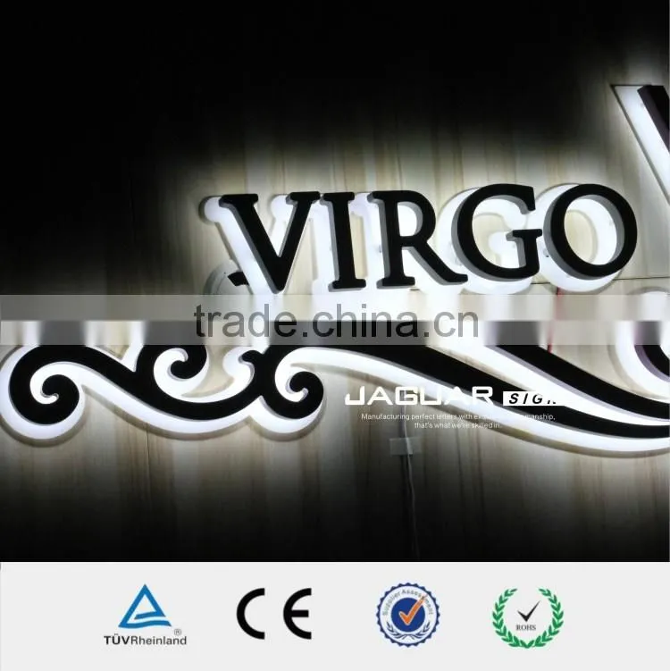 Outdoor waterproof laser cut white color light 3d backlit acrylic bake finished light up letter sign