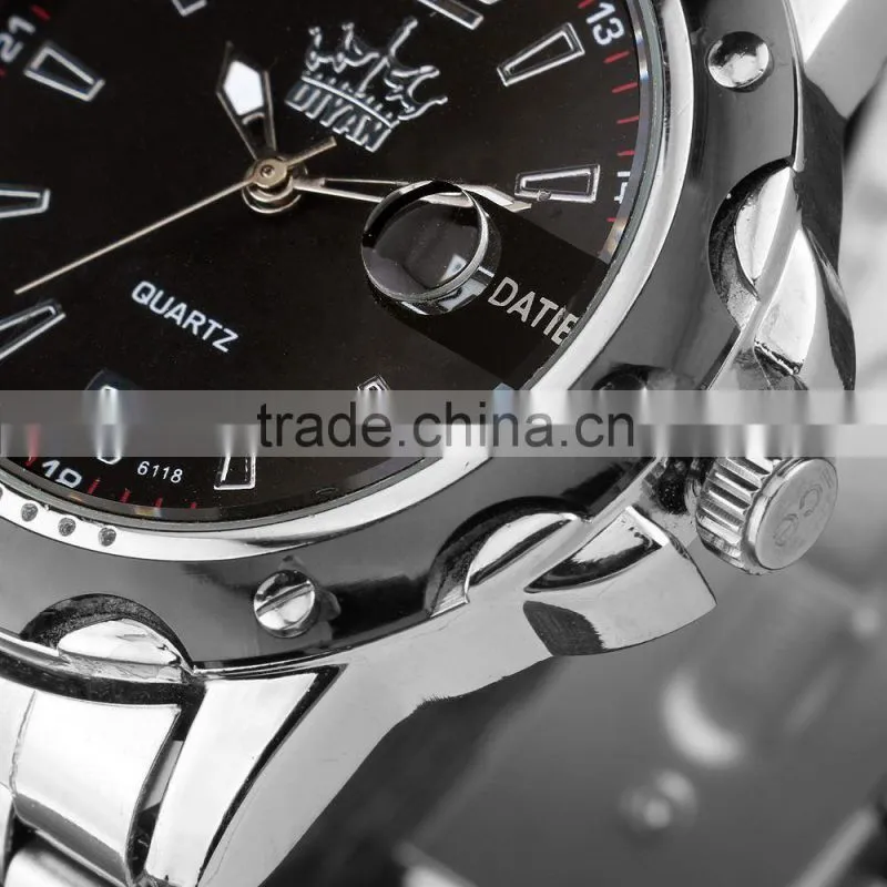 DIYAN Date Time men wristwatch full stainless steel quartz watch mans fashion casual watches Men's Dress clock relogio masculino