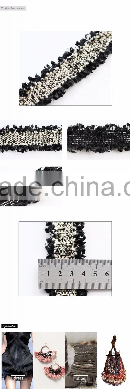 Full Frontal Fashion design black lace trim for fashion garment