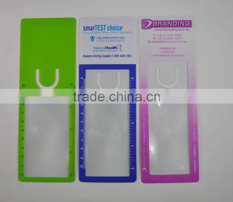 3x name card pvc magnifier glass bookmark with pocket