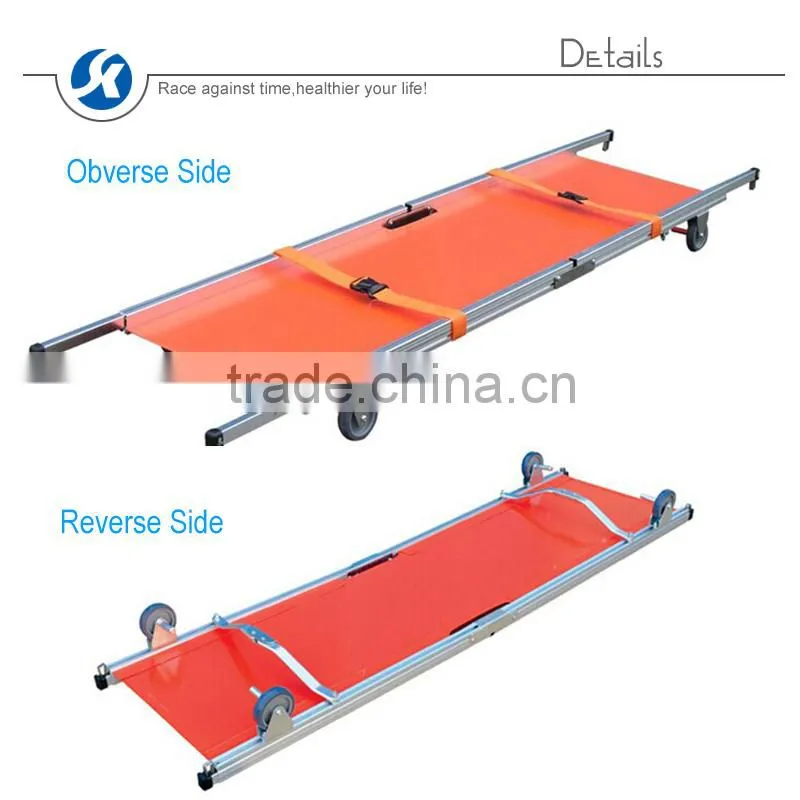 Heavy Duty Aluminum Alloy folding stretcher with wheels