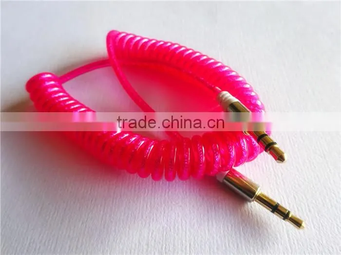 fashion audio/DC3.5MM transparent spiral gold-plated cable