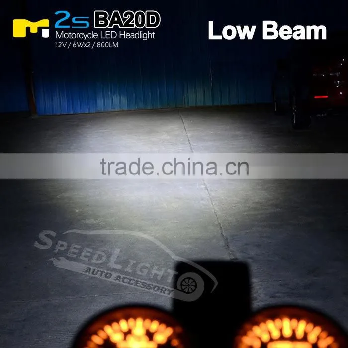 SpeedLight High Brightness 12V 6W 800LM BA20D LED Bulb 12V Replacement Motorcycle lamp 12V 35/35W BA20D