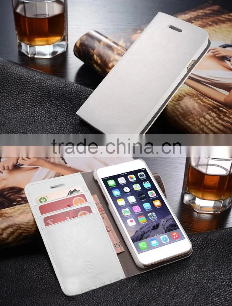Slim origina leather card slot case wallet case cover for iphone samsung s6 core