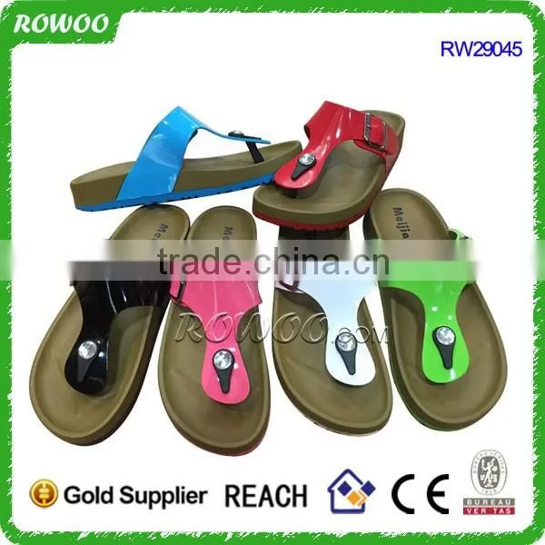 Hot sale PU Flip Flops Style cork wood slipper