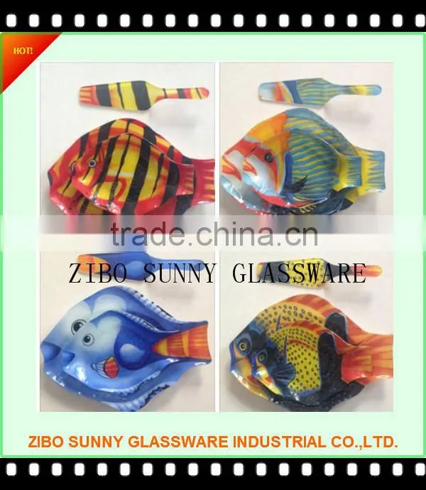 3pcs fashion printed tempered glass plate fruit plate