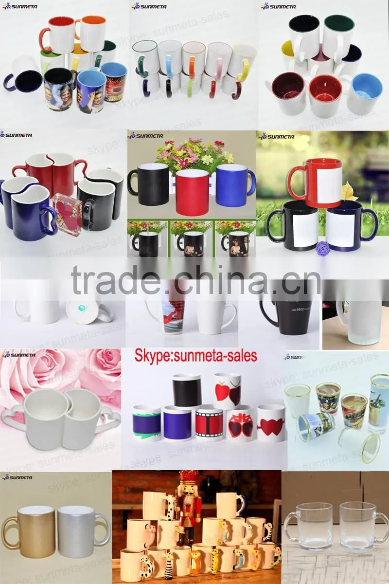 Sunmeta 11oz sublimation inner & handle color mug blue color DIY white mug for gift