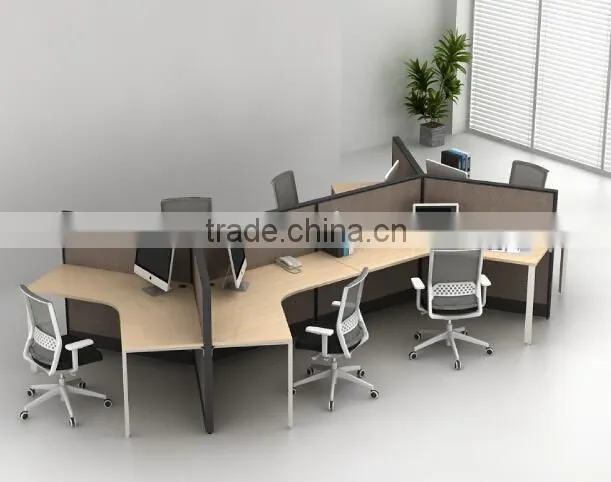 2015 new design fashion office workstation, 120 degree 3 person workstation