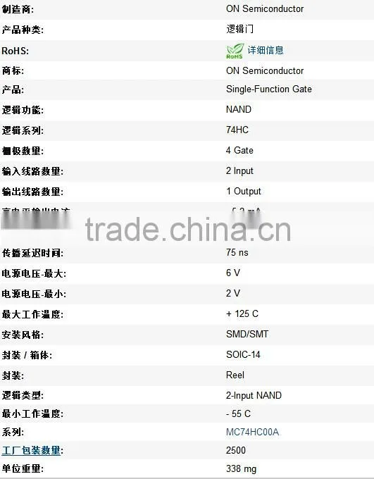 Genuine original MC74HC00ADR2G SOP14 Logic gate 2-6V