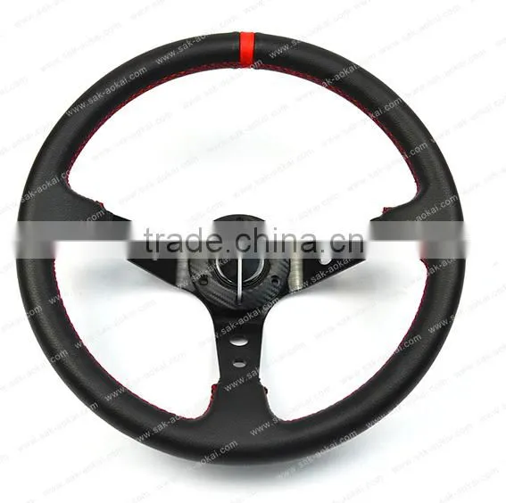 Racing Car Steering Wheel 13inch 14inch, PU Steering Wheel Flat Style