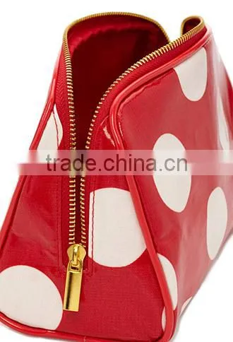 China supplier coated canvas waterproof dot zipper Cosmetic Pouch