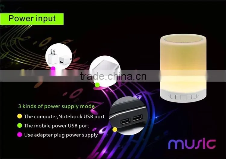 2016 Portable LED Desk Light RGB Rechargeable Battery Operated Touch Sensor Dimmable Wireless Table Lamps With Bluetooth Speaker