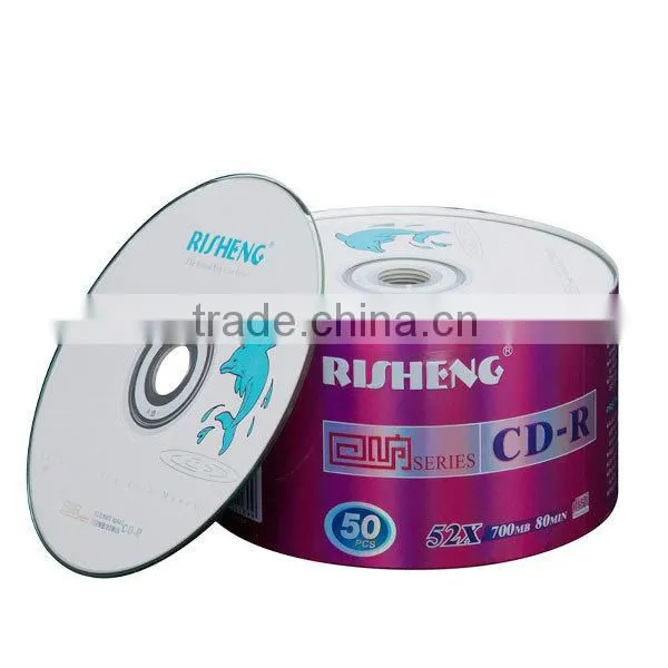 RISHENG 52X 700MB banana blank cd/ Blank 120 minute cd r/shrinkwrap 52X blank cd stock