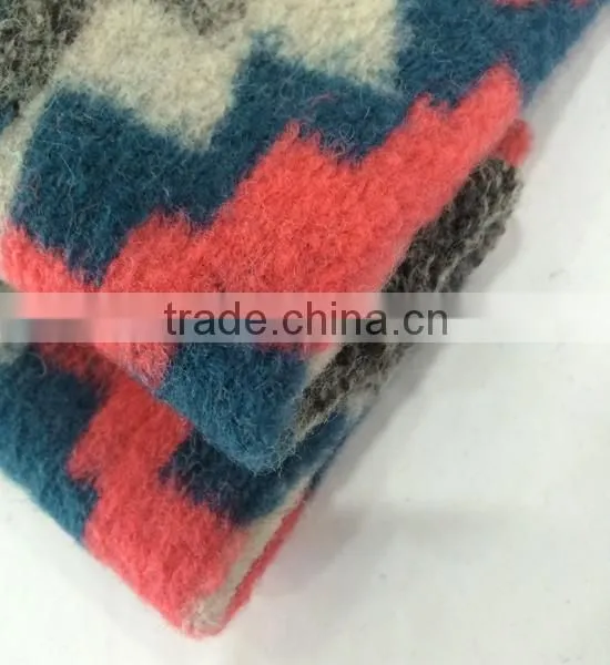 Wool acrylic blend jacquard knitting fabric for women overcoat