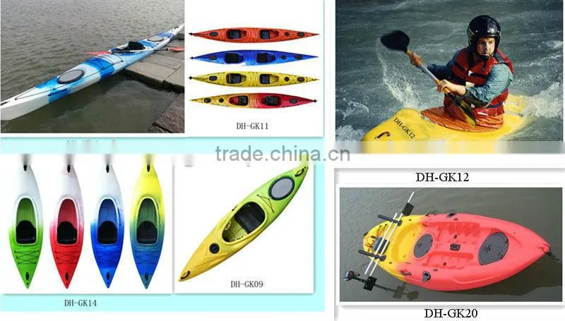 Kayak with motor for fishing with white and green mixed color