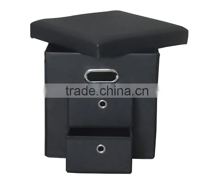 furniture folding collapsible storage ottoman storage stool with drawer