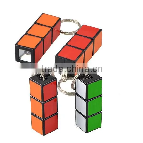 Magic cube led flashlight keychain