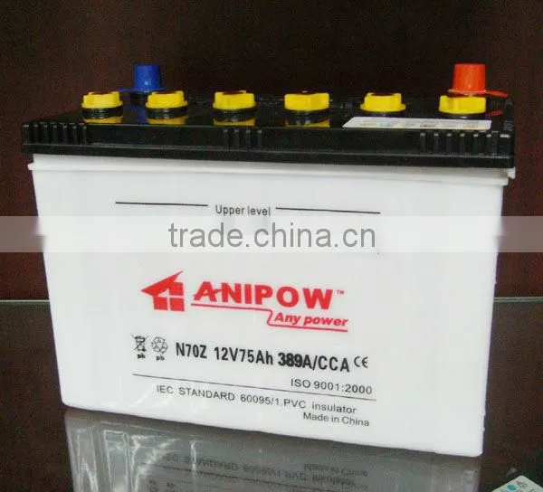 car battery 12v 75ah n70z battery