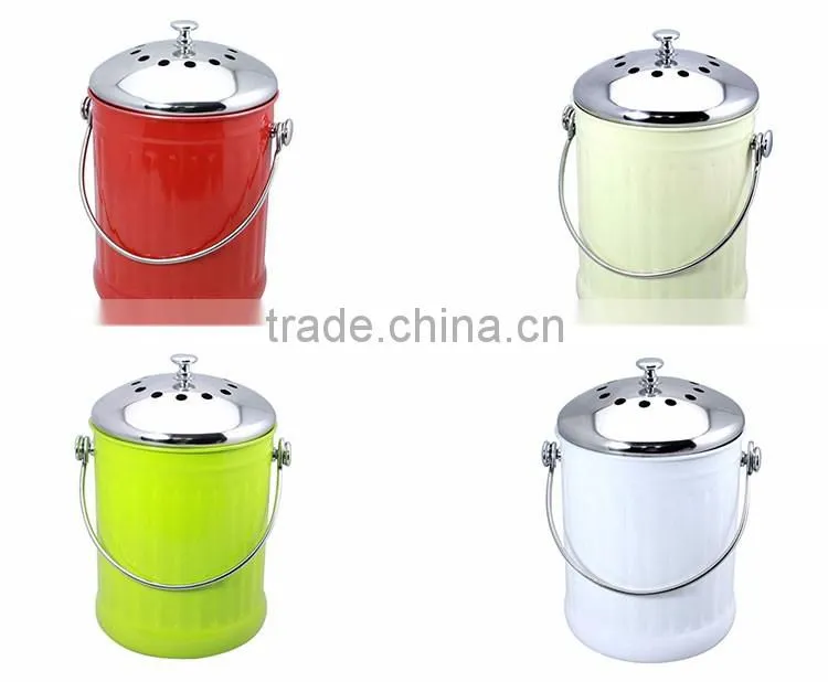 L/C cheap houseware 1.0 gallon stainless steel garbage can with carbon filters