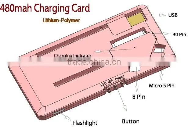 480mAh Mili Emergency Battery Charger For Mobile Phone Digital Products