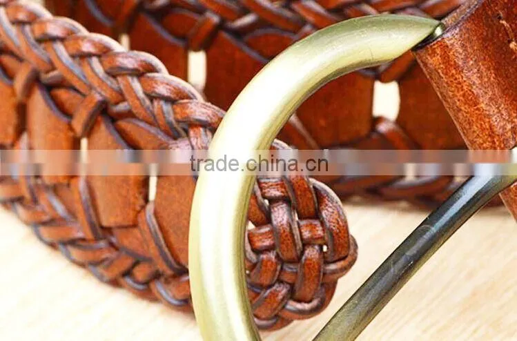 2015 Hot design lady belts Brown fashion braided leather belt