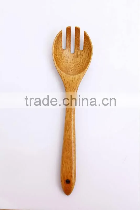3 prong kitchen/restaurant dinner wooden cutlery fork with long handle