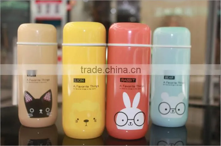 small volume capsule shapes bottle double vacuum cup with cute printing