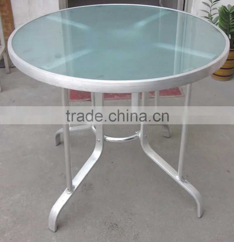 Outdoor modern design long narrow tempered glass table for coffee shop garden YT37