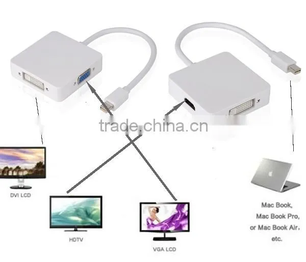 3 in 1 mini dp to HDMI DVI VGA adapter for macbook