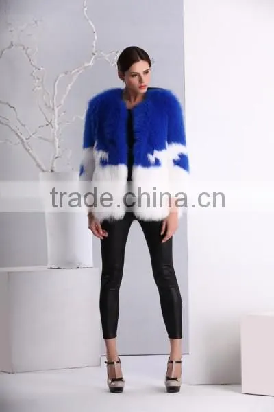Blue and white wholesale price fox fur coat for women winter