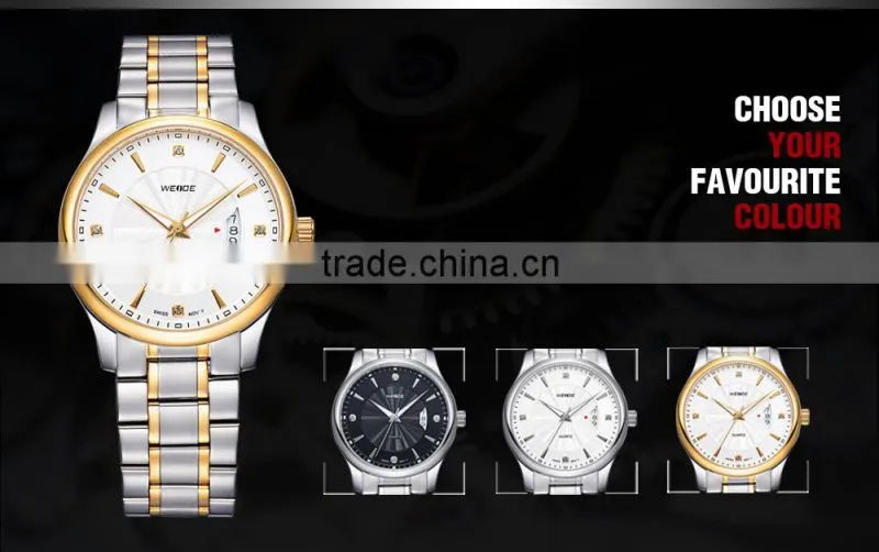 HOT SELLING!China Brand WEIDE Luxury Rose Gold Full Steel Waterproof Quartz Sports Men Watch 93005GG