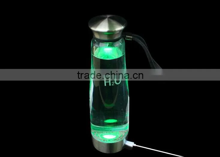 500ml Intelligent Portable Hydrogen Rich Water Ionizer Maker Generator Bottle Anti Aging Colorful Light