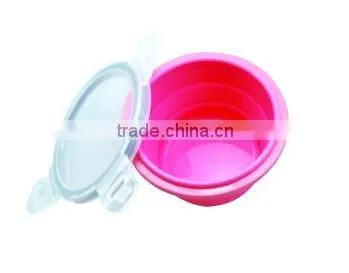 Round non-stick silicone food storage container/unfolding silicone container