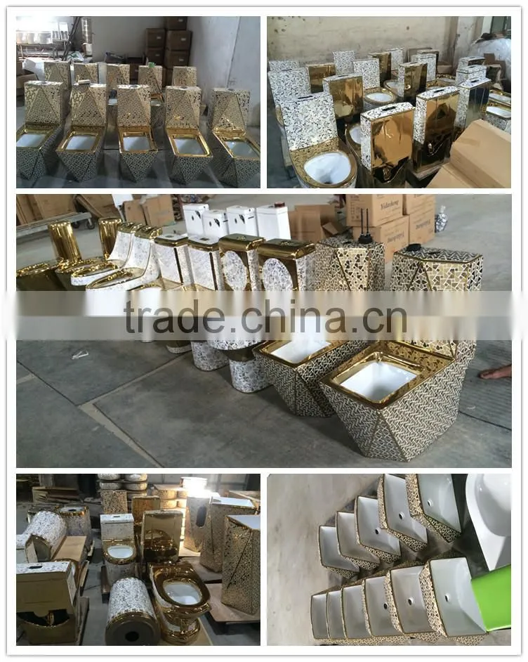 Luxury ceramic bathroom golden round sink gold color basin