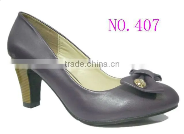 Noble lady dress low heel shoes summer shoes with bowknot