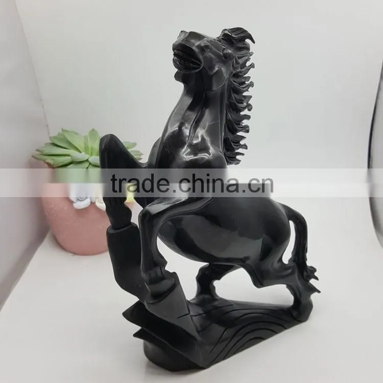 Obsidian horse figurine sculpture animal carvings office ornaments