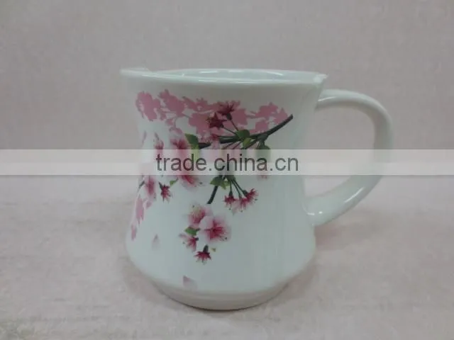 Flower Decal Ceramic Mug for Home/ Restaurant/Office