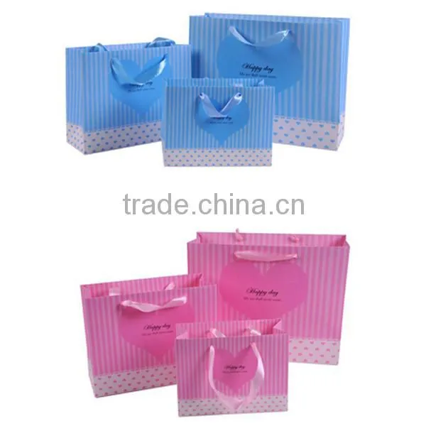 Vertical Stripe With Heart Paper Gift Bag