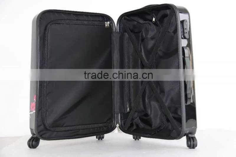 printed shinny film ABS+PC zipper luggage