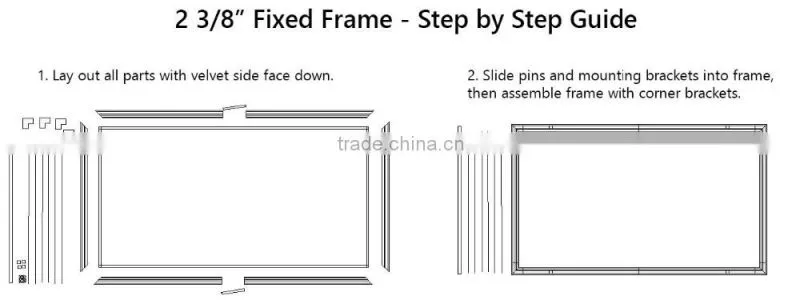 Fixed Frame Screen Glass Fabric White Grey Front Projection Ratio 16:9/ 4:3/1:1 PVC projection screen for home theater education