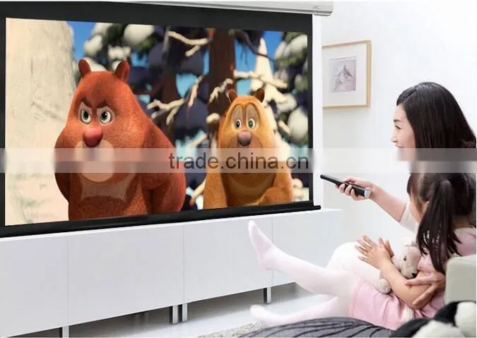CE certificated 60"-300" Motorized Projection Screen with iron housing